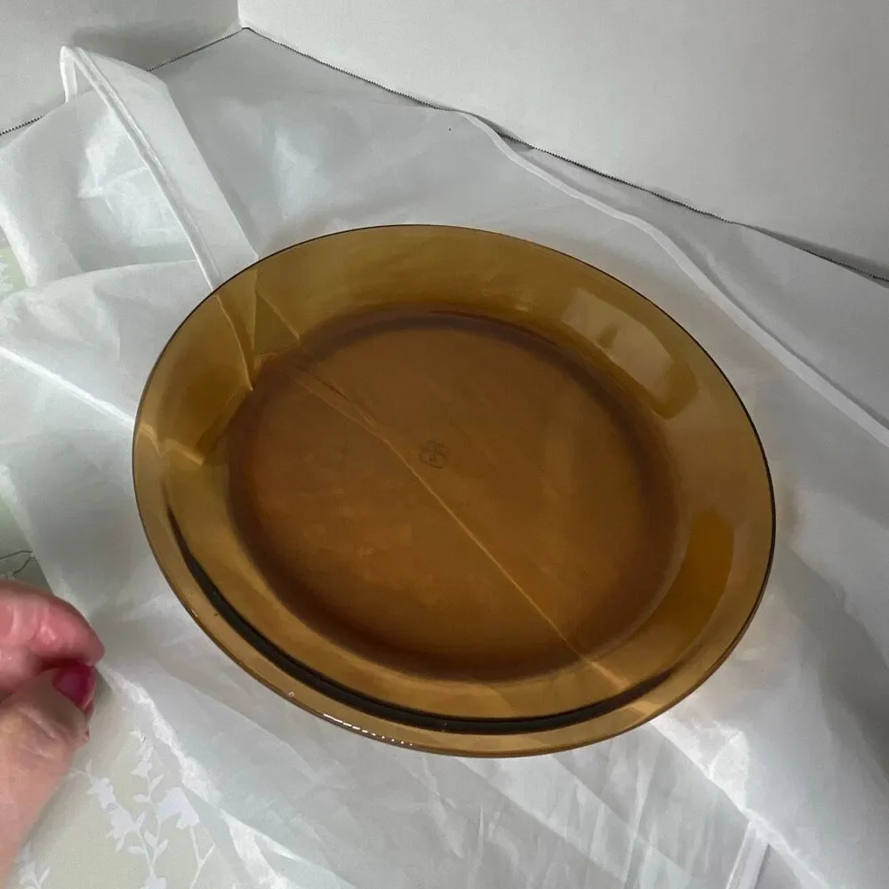 Vintage Anchor Hoking Amber 10” pie plate pan